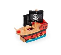 Bigjigs Rail Galleon Pirate Ship, Wooden Train Set Accessory | Wooden Pirate Ship Accessory, Compatible with Most Major Wooden Railway Brands, Educational Gift for Children Age 3+