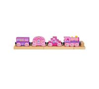Bigjigs Rail Princess Train Kids Wooden Railway With Pink Engine & Carriages