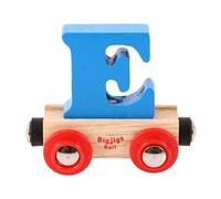 Bigjigs Rail Rail Name Letter E (Blue) - Other Major Wooden Rail Brands are Compatible