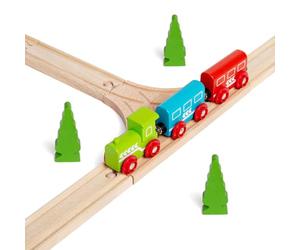 Bigjigs Rail T-Junction Track, Pack of 2 Wooden Train Track Accessory | Compatible with Most Major Wooden Railway Brands, Wooden Train Track Accessory