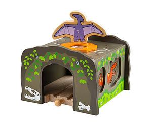 Bigjigs Rail T-Rex Dinosaur Train Tunnel | Wooden Railway Track Accessories | Dino Themed Rail Underpass Toy | Dinosaurs Expansion Figures for Tracks | Educational Toys | Gifts for Toddlers Age 3+