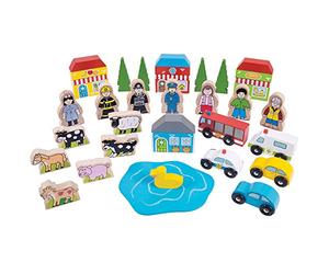 Bigjigs Rail Trackside Accessory Set - Wooden Train Set Accessories