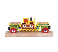 Bigjigs Rail Wooden Bulldozer Low Loader - Most Other Major Wooden Rail Brands are Compatible