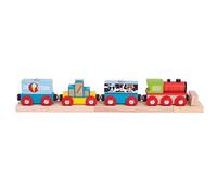 Bigjigs Rail Wooden Goods Train, Heritage Railway Engine & Wagons | Compatible with Most Major Wooden Railway Brands, Wooden Heritage Railway Gift for Kids