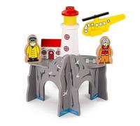Bigjigs Rail Wooden Lighthouse 4-Way Tunnel - Includes Cottage, Lighthouse Keeper & More