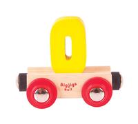 Bigjigs Rail Wooden Rail Name Number 0 (Yellow) Personalised Wood Railway Carriage