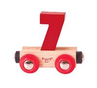 Bigjigs Rail Wooden Rail Name Number 7 (Dark Red) Personalised Wood Railway Carriage