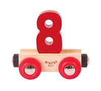 Bigjigs Rail Wooden Rail Name Number 8 (Dark Red) Personalised Wood Railway Carriage
