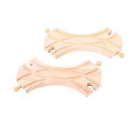 Bigjigs Rail Wooden Track Double Curved Turnouts Age 3+ (2 pk) - Compatible With Bigjigs Train Sets and Most Wooden Train Set Brands, Quality Bigjigs Train Accessories