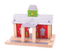 Bigjigs Rail Wooden Train Station, Engine Parking & Railway Playset
