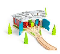 Bigjigs Rail Wooden Triple Engine Shed, Includes Splitter Track, Kids Train Set