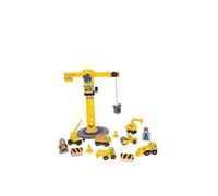Bigjigs Toys Bigjigs Rail Wooden Yellow Crane Construction Set, Yellow