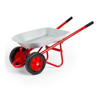 Bigjigs Toy Wheelbarrow, Silver & Red 2-Wheel Barrow with Easy Grip Handles | Robust Outdoor Toys for Garden, Sandpit & Beach Play, Gardening Gifts for Kids & Children Age 3+
