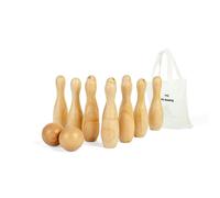 Bigjigs Toys 10 Pin Bowling Set - 12pcs Wooden Skittles, Garden Sets & Lawn Games, Eco Friendly Gifts For Toddlers & Kids, Age 2 Years Old +