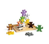 Bigjigs Toys Wild Animal Stacker - 12 Animal Wooden Stacking Toys, for 1 2 3 year old, Baby Gift for 12 Months +