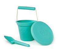 Bigjigs Toys Eggshell Green Silicone Bucket, Flyer And Spade Set