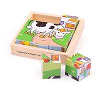Bigjigs Toys Animal Cube Jigsaw Puzzle, 9 Piece Toddler Puzzle | 9 Piece Wooden Animal Puzzle, Develops Dexterity & Matching Skills, Educational Toy, Age 18+ Months