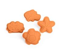 Bigjigs Toys Apricot Orange Silicone Sand Moulds - 4 Piece Silicone Toys | Beach Toys Set, Eco Friendly Beach Toys, Sustainable Sand and Water Toys, Sand Toys for Toddlers age 3-5 years