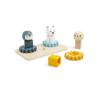 Bigjigs Toys Arctic Animal Cog Puzzles Board - 10 Piece Wooden Game | Shape Matching Game, Sustainable Wood Pieces with Silicone Shapes, Baby Toddler Montessori Toys, Gifts For 1 2 3 Year Old