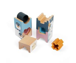 Bigjigs Toys Arctic Tower Puzzle - 9 Piece Wooden Stacking Toy Shape Sorter