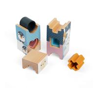 Bigjigs Toys Arctic Tower Puzzle - 9 Piece Wooden Stacking Toy & Shape Sorter, Animal Building Blocks Activity, Made From Sustainable Wood & Silicone, Baby Toddler Montessori Toys, For 1 Year Old +