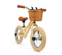Bigjigs Toys Cream Balance Bike With Basket - Pedal Free Toddler Bikes, Cream
