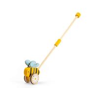 Bigjigs Toys Bee Push Along | Toddler Toy Walker | Insect Themed Walking Aid for Toddlers with Collapsible Wooden Handle | Mobility Development Set for Kids | Learning Gifts for 1 Year Old Children