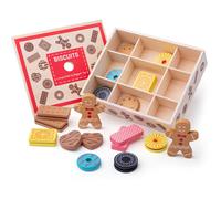 Bigjigs Toys Wooden Box of Biscuits Play Food - 9 Assorted Wooden Play Food Biscuits , Quality Toy Food for Toddlers & Children , Perfect Kids Wooden Kitchen Accessories for Tea Parties