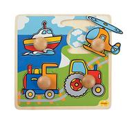 Bigjigs Toys BJ519 Houten Voertuigen Jigsaw Puzzle, 4 dlg, Multi-Coloured