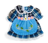 Bigjigs Toys Blue Checkered Dress (Medium) | Doll Clothes for Kids' Soft Dolls | Ragdoll Check Pattern Dresses with Apron & Flower Details | Outfits for Children's Ragdolls | Dolly Dressing Up Gifts