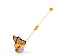 Bigjigs Toys Butterfly Push Along | Toddler Walker with Collapsible Wooden Handle | Moving Toy Butterflies with Fluttering Wings | Early Mobility Tool for Toddlers | Development Gifts for Kids Age 1+