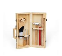 Bigjigs Toys Caja de herramientas de bricolaje - 6 herramientas de madera para n