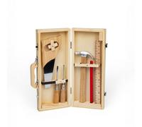 Bigjigs Toys DIY Tool Box - 6pcs Wooden Kids Tools, Real Child Friendly Construction Kits, Eco Gift Sets For Girls & Boys, Age 5 Years Old +