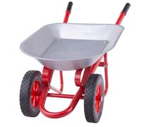 Bigjigs Toys Kids Wheelbarrow - Robust Silver & Red Wheel Barrow with Easy Grip Handles , Top Gardening Gifts for Children , Quality Garden Toys