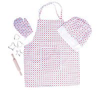 Bigjigs Toys Children's Polka Dot Chef Set, Apron, Hat, Pastry Cutters