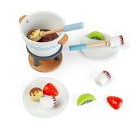 Bigjigs Toys Chocolate Pot For Two 16Pc Sets With Wood & Velcro Pretend Fruit & Chocolate