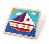 Bigjigs Toys Chunky Lift-Out Boat Puzzle, Wooden Toddler Jigsaw