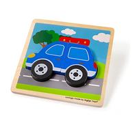 Bigjigs Toys Chunky Lift-Out Car Puzzle, Wooden Toddler Jigsaw