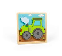 Bigjigs Toys Chunky Lift-Out Tractor Puzzle - 5pcs Wooden Jigsaw For Babies & Toddlers, Children’s Puzzles, Eco Friendly Kids Jigsaws, Age 12 Months +