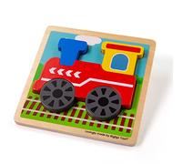 Bigjigs Toys Chunky Lift-Out Train Puzzle, Wooden Toddler Jigsaw | Chunky Wooden Train Puzzle, Develops Dexterity & Co-Ordination, Travel Friendly, Age 1+