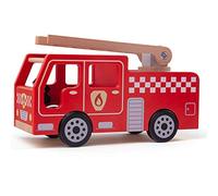 Bigjigs Toys City Wooden Fire Engine - Toy Fire Engine with Swivel Ladder, Kids Emergency Toy Vehicle for Ages 3 Years +, Quality Toys for Pretend Play