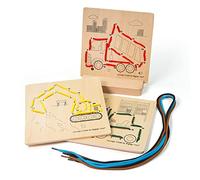 Bigjigs Toys Construction Lacing by Numbers, Wooden Threading Board | Wooden Threading Board, Develops Fine Motor Skills, Montessori Craft Activity for Toddlers, Age 3+