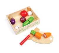 Bigjigs Toys Crate of Wooden Cutting Vegetables with Chopping Board & Knife Bigjigs Toys Multicolor