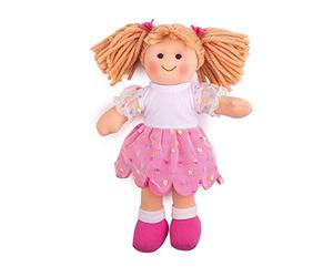 Bigjigs Toys Darcie Rag Doll - Small, Soft Doll for Girls & Boys, Suitable From Birth, Removable Clothes, 28cm