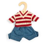 Bigjigs Toys Denim Shorts And Red Striped Top - Small 25Cm Dolls Clothes