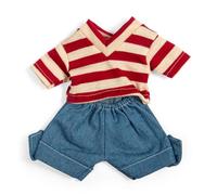 Bigjigs Toys Denim Shorts and Red Striped Top, Small Ragdoll Clothes Set