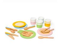 Bigjigs Toys Dinner Service Set, 20 Piece Wooden Dinnertime Playset