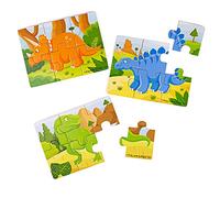 Bigjigs Toys Dinosaur Puzzles Set, Chunky Wooden Jigsaw | Chunky Wooden Dinosaur Puzzle Pieces, Develops Concentration & Fine Motor Skills, Age 2+