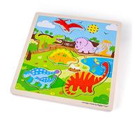 Bigjigs Toys Dinosaurs Sound Puzzle, Wooden Sensory Jigsaw for Toddlers