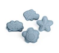 Bigjigs Toys Dove Grey Silicone Sand Moulds, 4 Piece Eco Friendly Beach Set | Eco Friendly Silicone Sand Moulds, Sustainable Beach & Sandpit Toy, Age 3-5